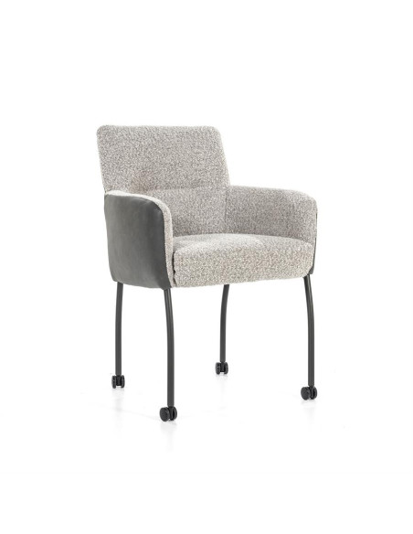 Fauteuil de repas avec dossier cuir sur roulettes Soof