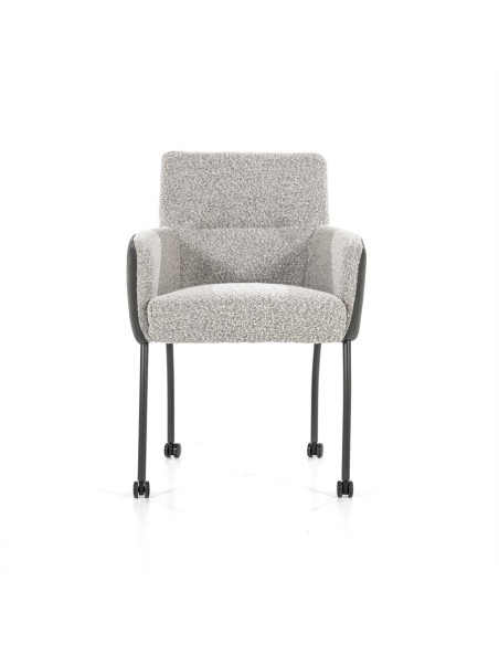 Fauteuil de repas avec dossier cuir sur roulettes Soof