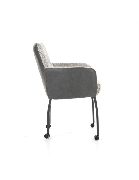 Fauteuil de repas avec dossier cuir sur roulettes Soof