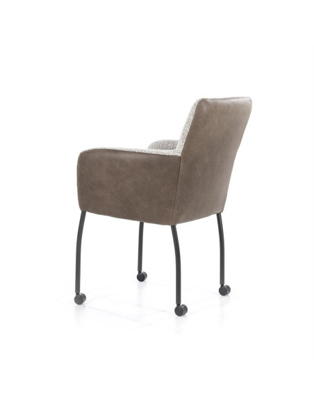 Fauteuil de repas avec dossier cuir sur roulettes Soof
