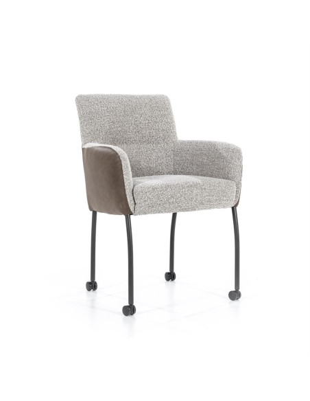 Fauteuil de repas avec dossier cuir sur roulettes Soof
