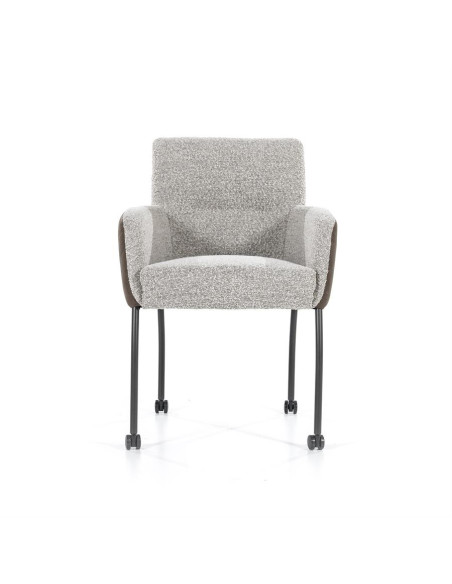 Fauteuil de repas avec dossier cuir sur roulettes Soof