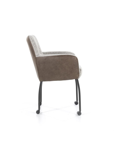 Fauteuil de repas avec dossier cuir sur roulettes Soof