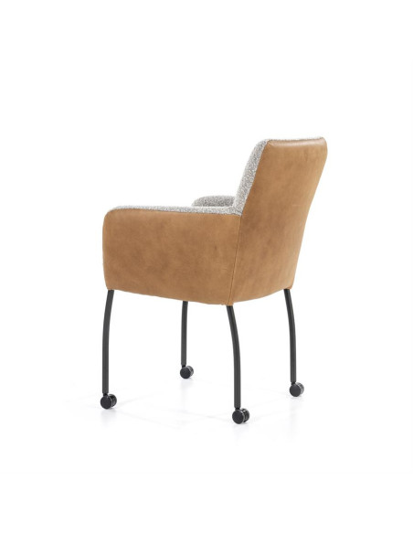 Fauteuil de repas avec dossier cuir sur roulettes Soof