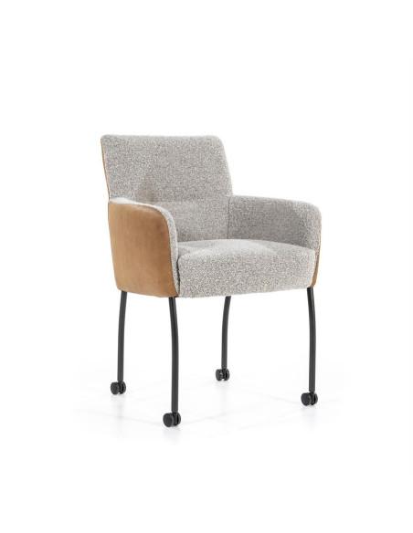 Fauteuil de repas avec dossier cuir sur roulettes Soof