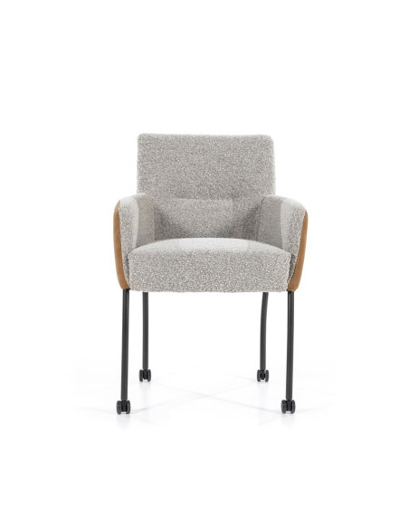 Fauteuil de repas avec dossier cuir sur roulettes Soof