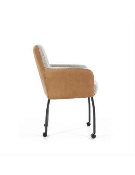 Fauteuil de repas avec dossier cuir sur roulettes Soof