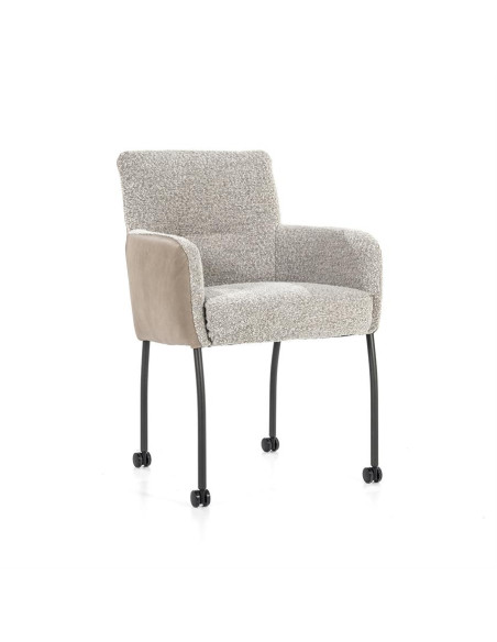 Fauteuil de repas avec dossier cuir sur roulettes Soof