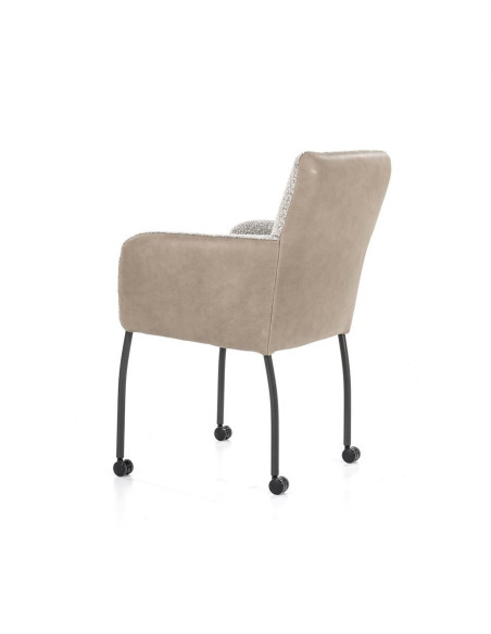Fauteuil de repas avec dossier cuir sur roulettes Soof