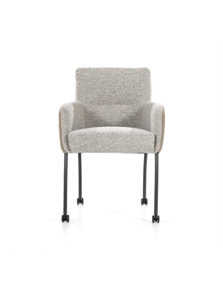 Fauteuil de repas avec dossier cuir sur roulettes Soof