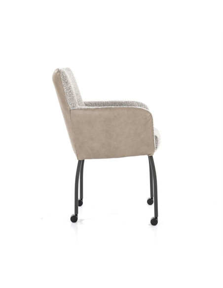 Fauteuil de repas avec dossier cuir sur roulettes Soof