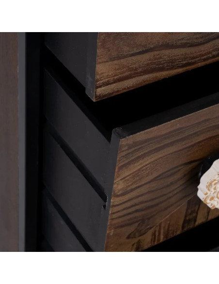 Table de chevet bois et métal 2 tiroirs Bruno