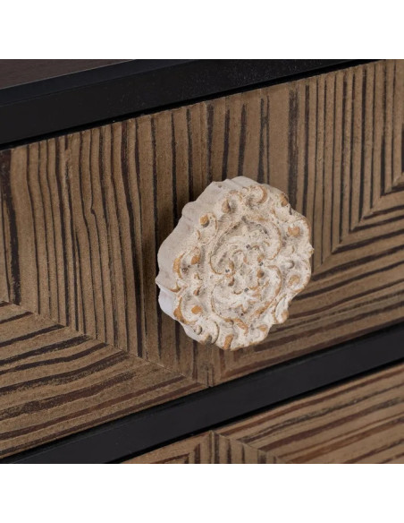 Table de chevet bois et métal 2 tiroirs Bruno