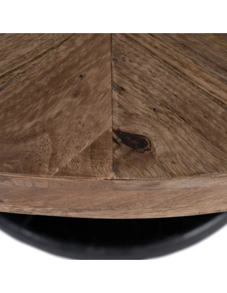 Table ronde en manguier avec pied tourné