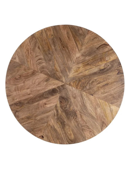 Table ronde en manguier avec pied tourné