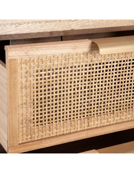 Chiffonnier 4 tiroirs en paulownia et rotin Honey