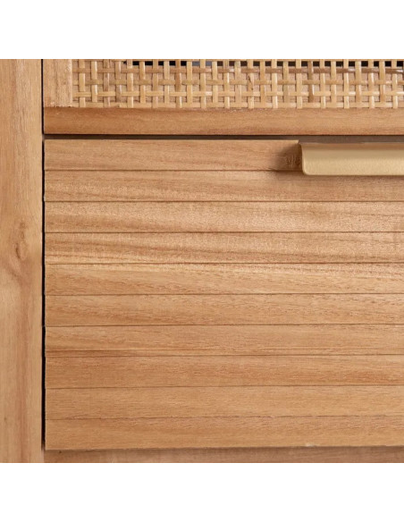 Chiffonnier 4 tiroirs en paulownia et rotin Honey