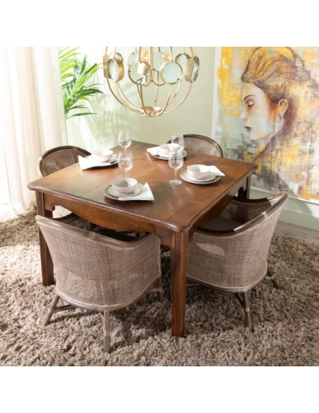 Table de repas carrée en manguier teinté