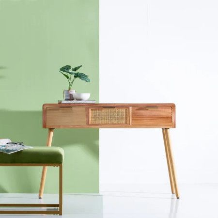 Console scandinave en bois massif et 3 tiroirs