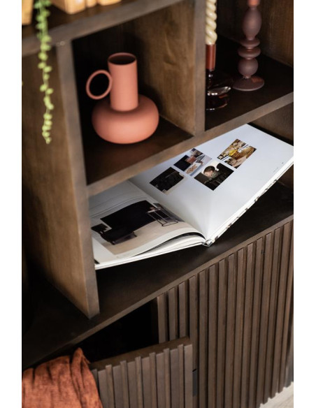 Bibliothèque en manguier et métal 2 portes Rémi