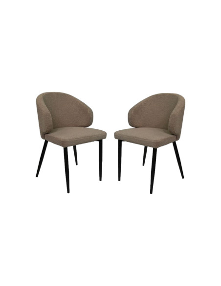 Lot de 2 Chaises de repas en tissu bouclette Yuna