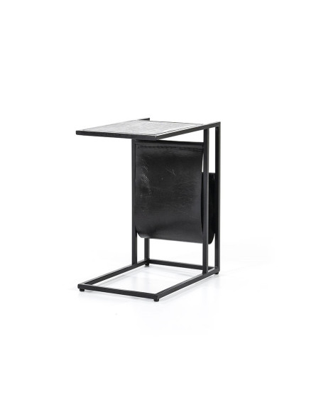 Bout de canapé en marbre avec porte-revues Dylan