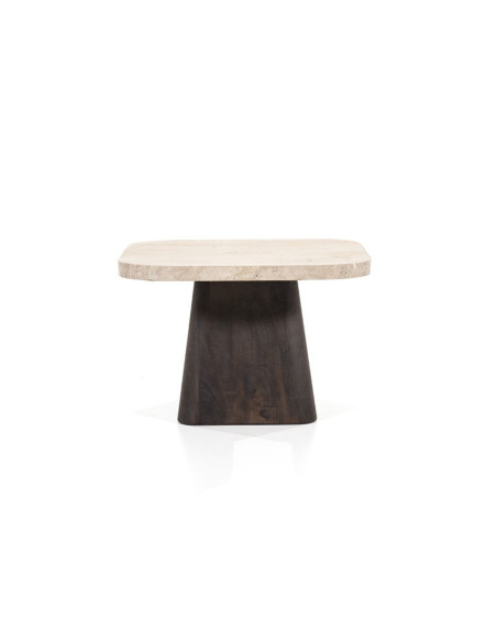 Petite table basse en manguier et travertin Travis