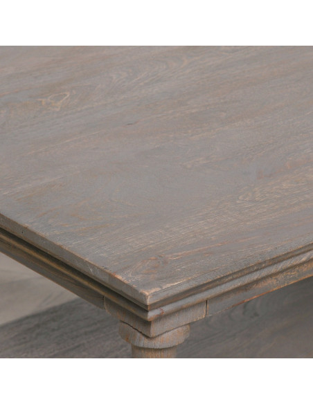 Table basse drapier en manguier rustique et pieds colonne 168 cm
