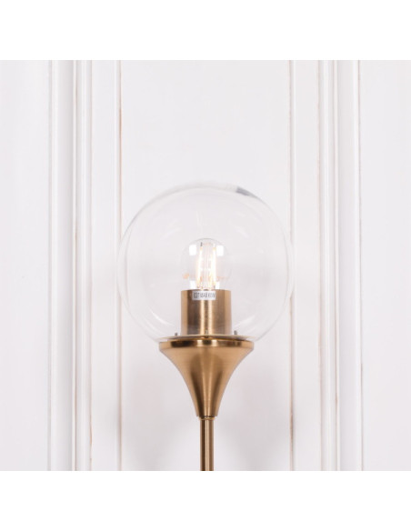 Applique rétro boule verre et métal or 60cm H