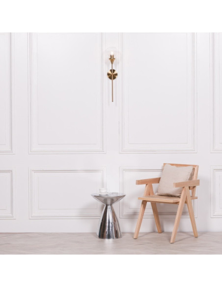 Applique rétro boule verre et métal or 60cm H