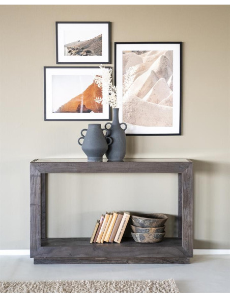Console rectangle en manguier et verre Liam