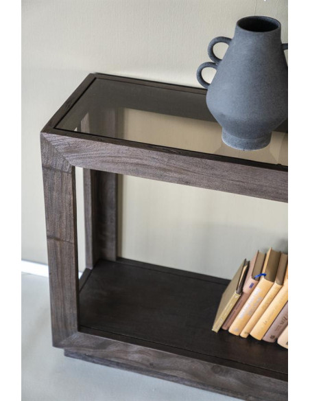 Console rectangle en manguier et verre Liam