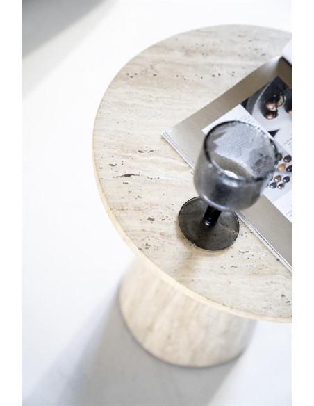Table basse ronde en travertin Aime