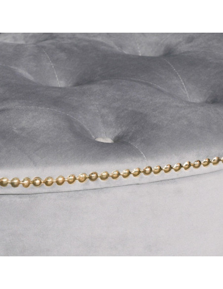 Banquette coffre demi-lune en velours gris