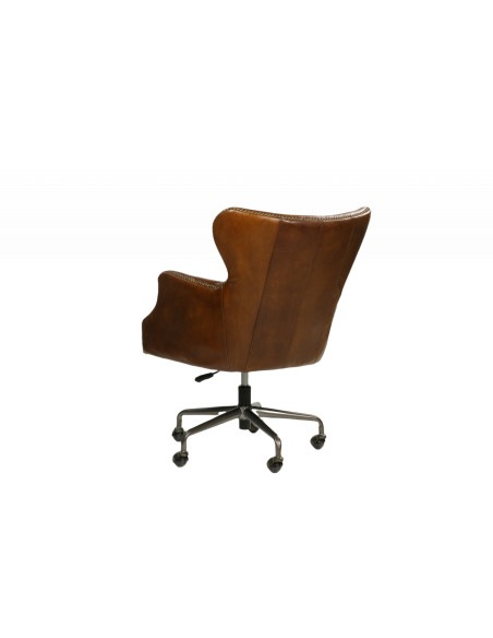 Fauteuil de bureau sur roulettes en cuir vintage