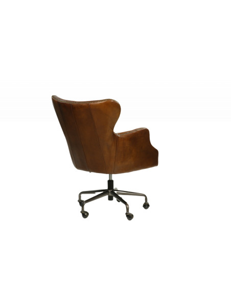 Fauteuil de bureau sur roulettes en cuir vintage