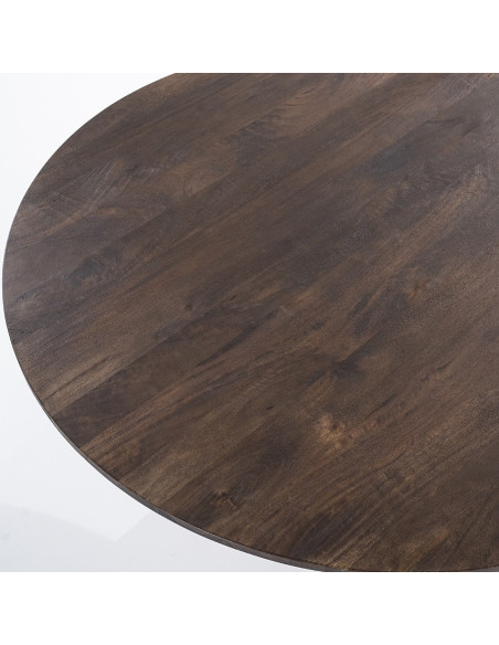 Table à manger ronde ARON en bois de manguier – Ø 130 cm – Noir ou Marron