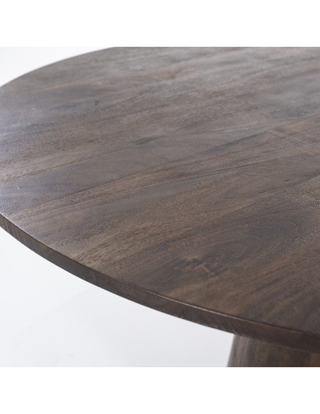 Table à manger ronde ARON en bois de manguier – Ø 130 cm – Noir ou Marron
