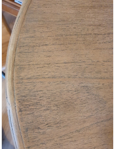Table guéridon en chêne avec pied métal