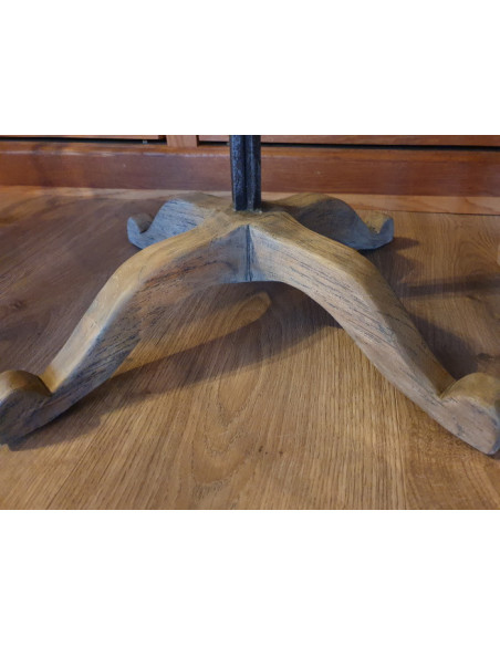 Table guéridon en chêne avec pied métal