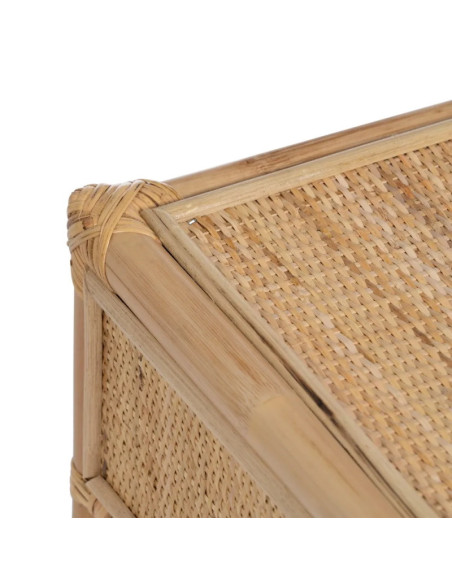 Table de chevet en rotin avec tiroir et tablette