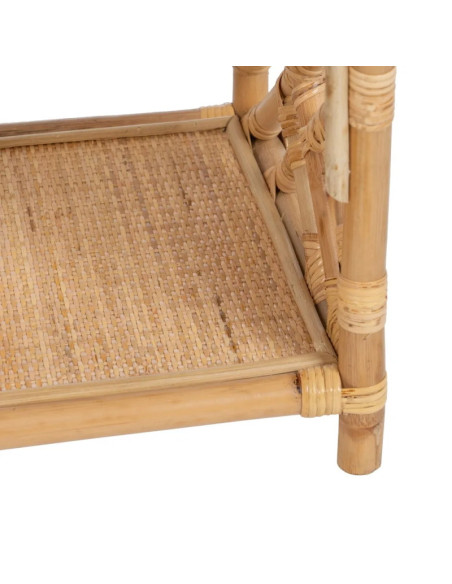 Table de chevet en rotin avec tiroir et tablette