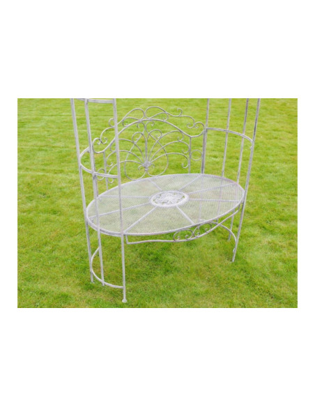 Banc de jardin ovale avec arche patiné antique