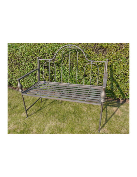Banc de jardin 2 places en métal oxydé