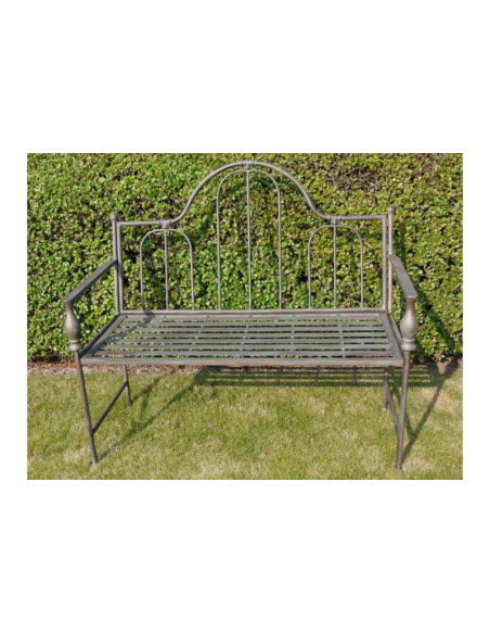 Banc de jardin 2 places en métal oxydé