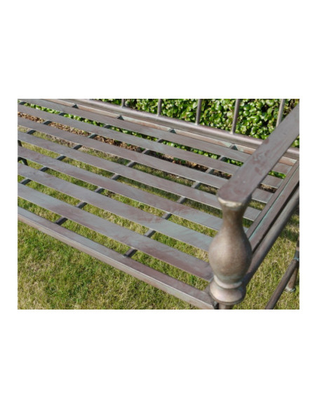 Banc de jardin 2 places en métal oxydé