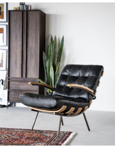 Fauteuil en cuir et bois...