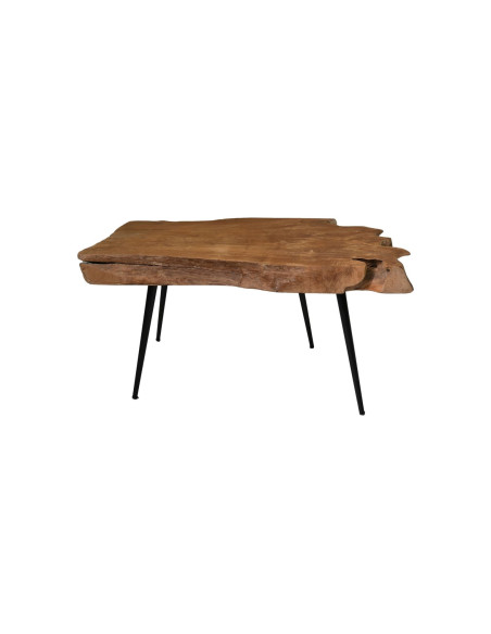 Table basse plateau teck naturel irrégulier