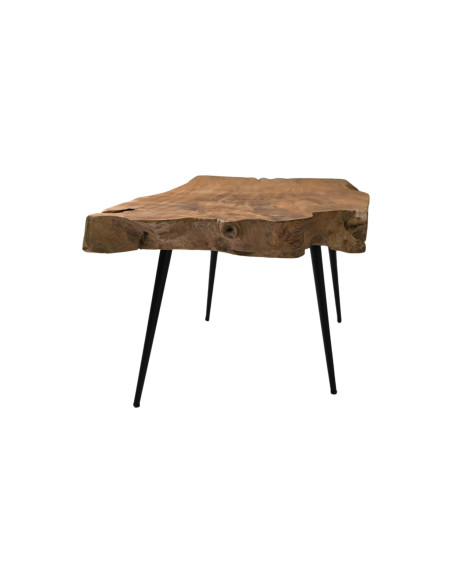 Table basse plateau teck naturel irrégulier