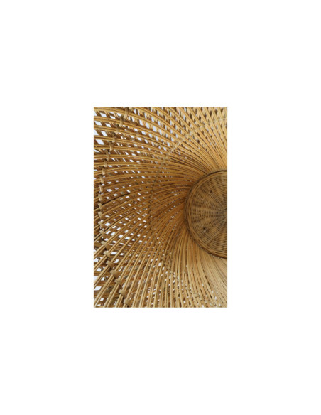 Table basse ronde rotin tressé et teck naturel